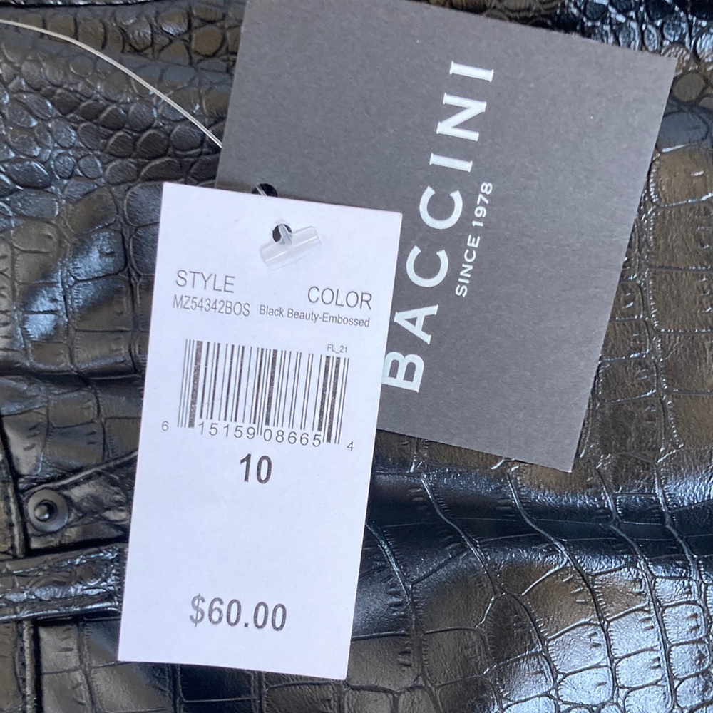 Baccini embossed black beauty pant faux crocodile animal print 10 - Picture 14 of 17